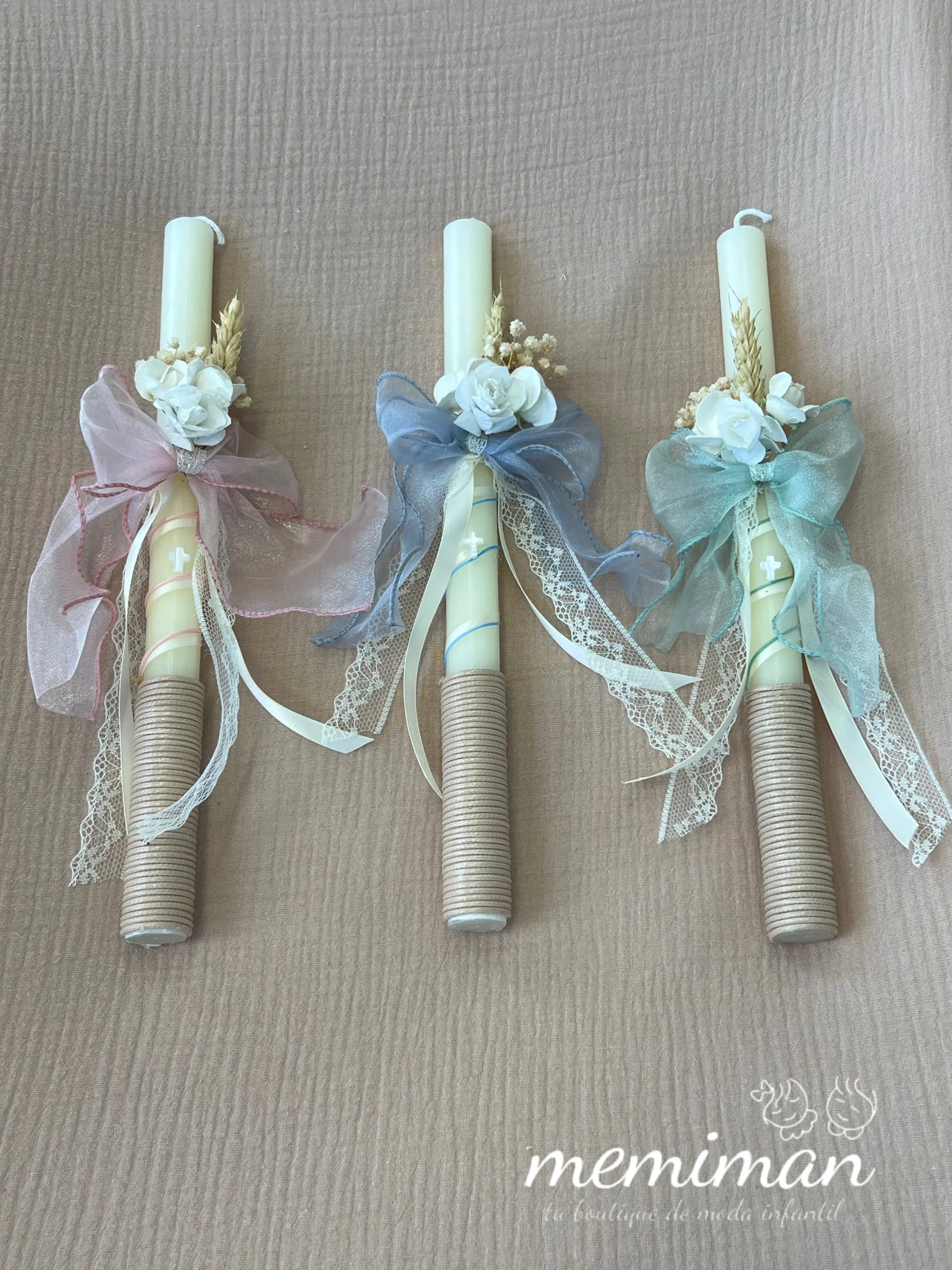 Vela de Bautizo Organza Color