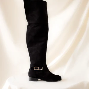 BOTA ROSA ANTE NEGRO CON SOLAPA  DE PIEL