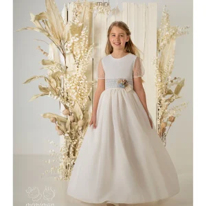 A864 Vestido Comunión Esterilla Rústica