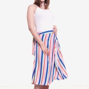 Falda Cumbia Rayas Rosa Y Azul