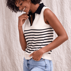 Top de rayas mujer con cuello de polo